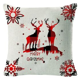 Christmas Elk Printing Linen Pillow Cover (Option: Style 4-45x45cm)