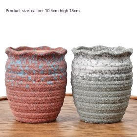Succulent Flower Pot Ceramic Stoneware Simple Small Pot Plant (Option: Sand Glaze Laozhuang Suit-Small And Medium)