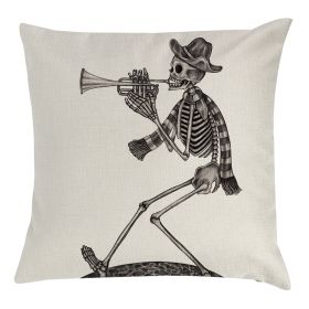 Halloween Pillow Cover Skull Pumpkin Home Sofa And Bedside Waist Cushion Cover (Option: 45x45cm-3style)