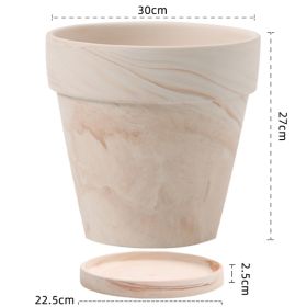 Gradient Macchiato Red And White Pottery Natural Pot Vegetarian Burning Breathable And Absorbent Large Type Green Plants Meaty (Option: A sytle 30cm-With pallet)