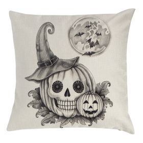 Halloween Pillow Cover Skull Pumpkin Home Sofa And Bedside Waist Cushion Cover (Option: 45x45cm-1style)