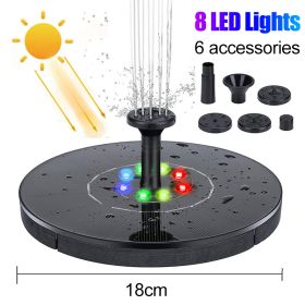 18/16/13cm Solar Water Fountain Colorful Fountain Floating Solar Powered Pool Pond Waterfall Fountain Pump Garden Outdoor Decor (Color: 18 colorful led)