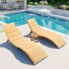 Outdoor Patio Wood Portable Extended Chaise Lounge Set with Foldable Tea Table for Balcony; Poolside; Garden