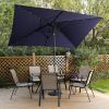 10ft Patio Umbrella with Solar Lights - 30 LED Rectangular Tilt Umbrella Aluminum Pole