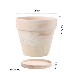 Gradient Macchiato Red And White Pottery Natural Pot Vegetarian Burning Breathable And Absorbent Large Type Green Plants Meaty (Option: A sytle 18cm-With pallet)