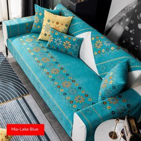 Bohemian Sofa Cushion Four Seasons Universal Chenille Non-slip Cover (Option: Lake Blue-45 × 45)