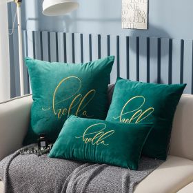 Simple Solid Color Gold Thread Embroidery Couch Pillow Netherlands Velvet Model Room Office Small Waist (Option: Emerald-30 × 50cm)