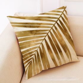 Golden Leaves Cotton And Linen Cushion Case Back Seat Office Siesta Pillow (Option: B Style-45 × 45 Polyester Linen)