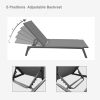 Outdoor 2-Pcs Set Chaise Lounge Chairs; Five-Position Adjustable Aluminum Recliner; All Weather for Patio; Beach; Yard; Pool