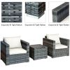 3 Pieces Patio Rattan Furniture Bistro Sofa Set with Cushioned