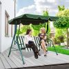 3 Seat Outdoor Patio Canopy Swing with Cushioned Steel Frame