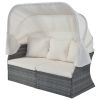 Outdoor Patio Furniture Set Daybed Sunbed with Retractable Canopy Conversation Set Wicker Furniture