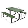 All Weather Outdoor Picnic Table Bench Set with Metal Base Wood