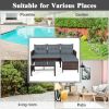 3 Pieces Outdoor Patio Corner Rattan Sofa Set