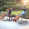 Folding Recliner Lounge Chair with Shade Canopy Cup Holder