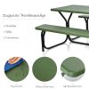 All Weather Outdoor Picnic Table Bench Set with Metal Base Wood