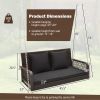 2-Person Outdoor Wicker Porch Swing with Seat and Back Cushions