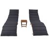 Outdoor Patio Wood Portable Extended Chaise Lounge Set with Foldable Tea Table for Balcony; Poolside; Garden