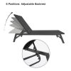 Outdoor 2-Pcs Set Chaise Lounge Chairs; Five-Position Adjustable Aluminum Recliner; All Weather for Patio; Beach; Yard; Pool