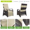 Outdoor Adjustable Wicker Recliner with Flip Table