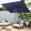 10ft Patio Umbrella with Solar Lights - 30 LED Rectangular Tilt Umbrella Aluminum Pole