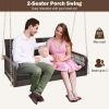2-Person Outdoor Wicker Porch Swing with Seat and Back Cushions