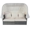 Outdoor Patio Furniture Set Daybed Sunbed with Retractable Canopy Conversation Set Wicker Furniture Sofa Set