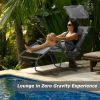 Folding Recliner Lounge Chair with Shade Canopy Cup Holder