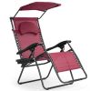 Folding Recliner Lounge Chair with Shade Canopy Cup Holder