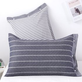 Three-layer Gauze Cotton Pillowcase European Style (Option: Horizontal Black-52x75cm)