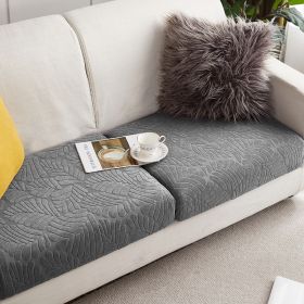 Knitted Elastic Sofa Cover Cushion All-season Universal (Option: Grey large leaves-Plus XL)