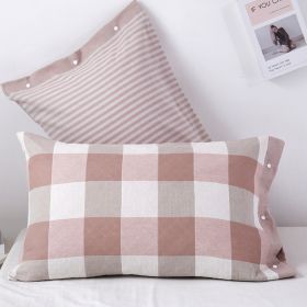 Three-layer Gauze Cotton Pillowcase European Style (Option: Plaid Pink-52x75cm)