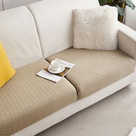 Knitted Elastic Sofa Cover Cushion All-season Universal (Option: Light camel color-Plus XL)