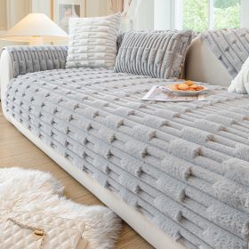 Rabbit Plush Sofa Cushion Winter Thickened Fleece Cushion (Option: Light Gray-70x120)