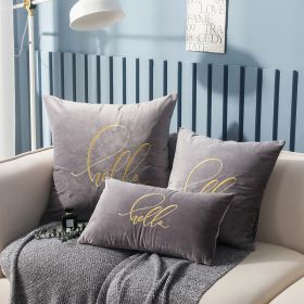 Simple Solid Color Gold Thread Embroidery Couch Pillow Netherlands Velvet Model Room Office Small Waist (Option: Deep Space Gray-30 × 50cm With Core)