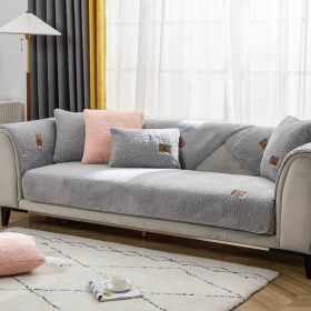Sofa Cushion Thickness Winter Lambskin Thickened Fleece Cushion (Option: Gray-70X90CM)