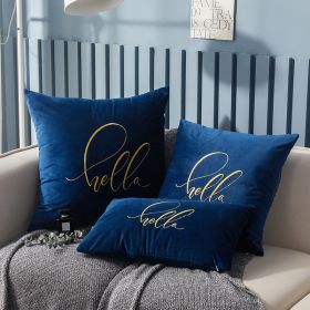 Simple Solid Color Gold Thread Embroidery Couch Pillow Netherlands Velvet Model Room Office Small Waist (Option: Time Wind Blue-55 × 55cm With Core)