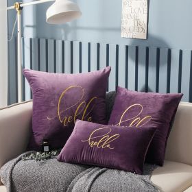Simple Solid Color Gold Thread Embroidery Couch Pillow Netherlands Velvet Model Room Office Small Waist (Option: Purple And Cherry Color-45 × 45cm)